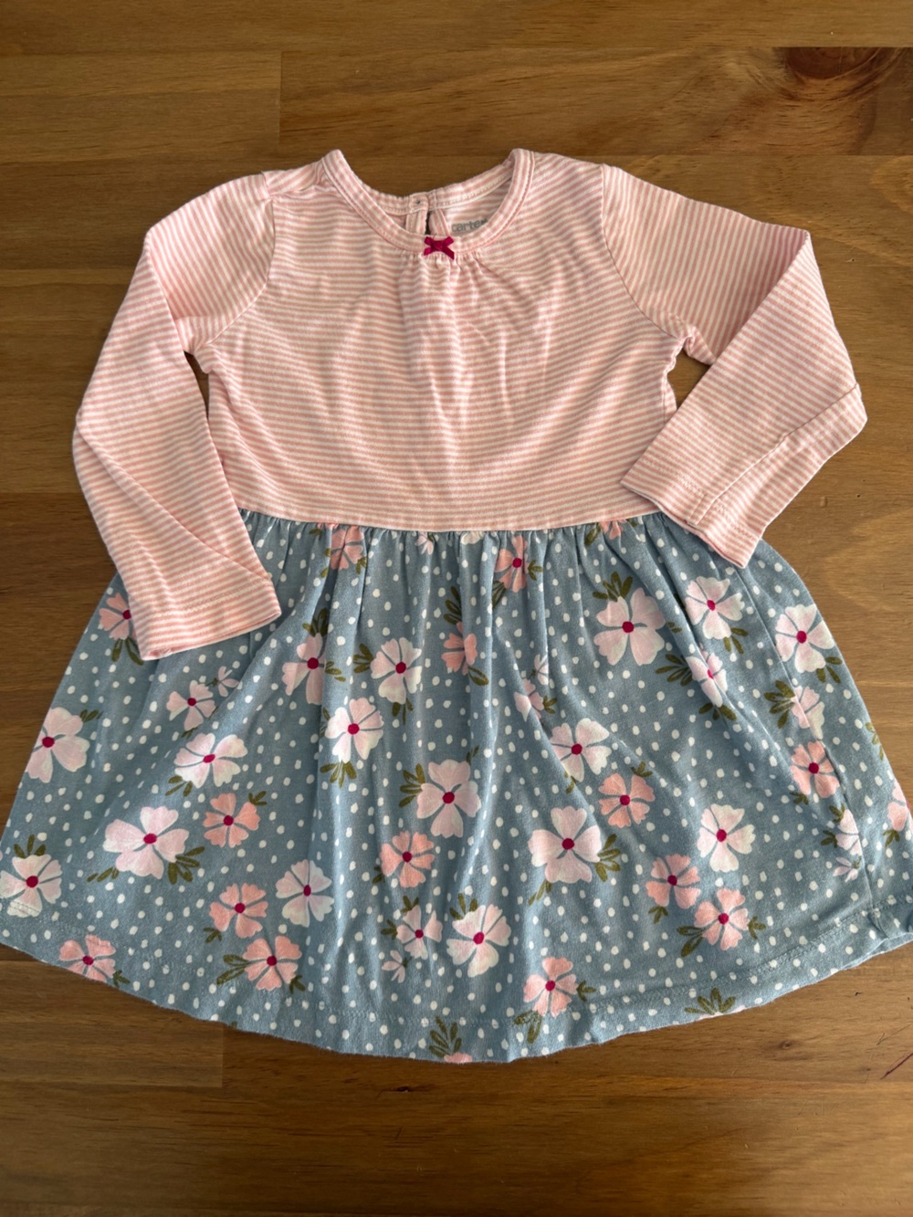 Carter's Pink and White Striped Baby Tee Size 12-18M